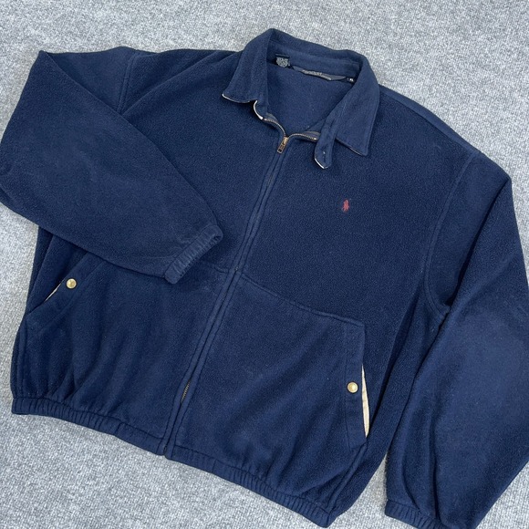 Polo Ralph Lauren Other - Vintage Polo Ralph Lauren Jacket Mens XL Navy Fleece Full Zip Bomber Bi-Swing